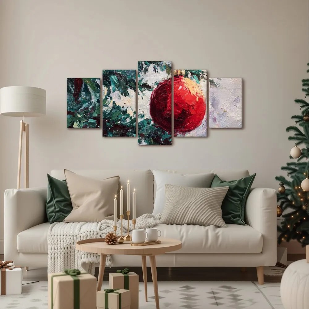 5-dielny obraz detail vianočného stromčeka