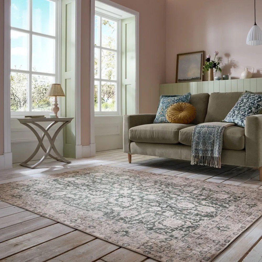 Zelený prateľný koberec 190x290 cm Beau Floral – Flair Rugs