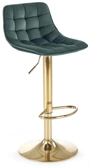 Halmar Barová stolička H120, tmavozelená/zlatá
