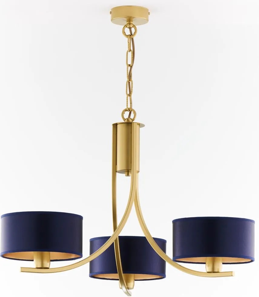 Jupiter 2093 - Luster na reťazi ARTHUR 3xE27/15W/230V modrá/zlatá