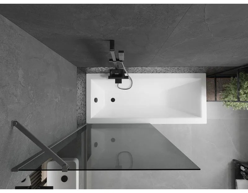 Mexen Next, 1-krídlová vaňová zástena 90 x 150 cm, 6mm šedé sklo, grafitová, 895-090-000-00-40-95