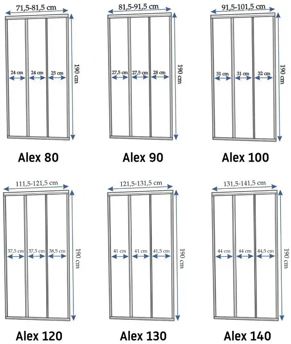 Rea Alex, 3-dielne sprchové posuvné dvere 120x190 cm, zlatá matná, REA-K2501