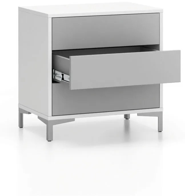 Kancelárska komoda LAYERS, 3 zásuvky, pevná podnož, biela / sivá