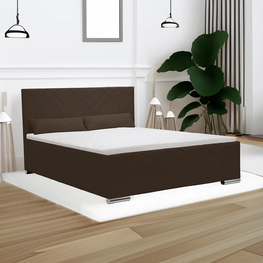 Čalúnená posteľ s úložným priestorom ECCO 140 x 200 cm Tmavohnedá