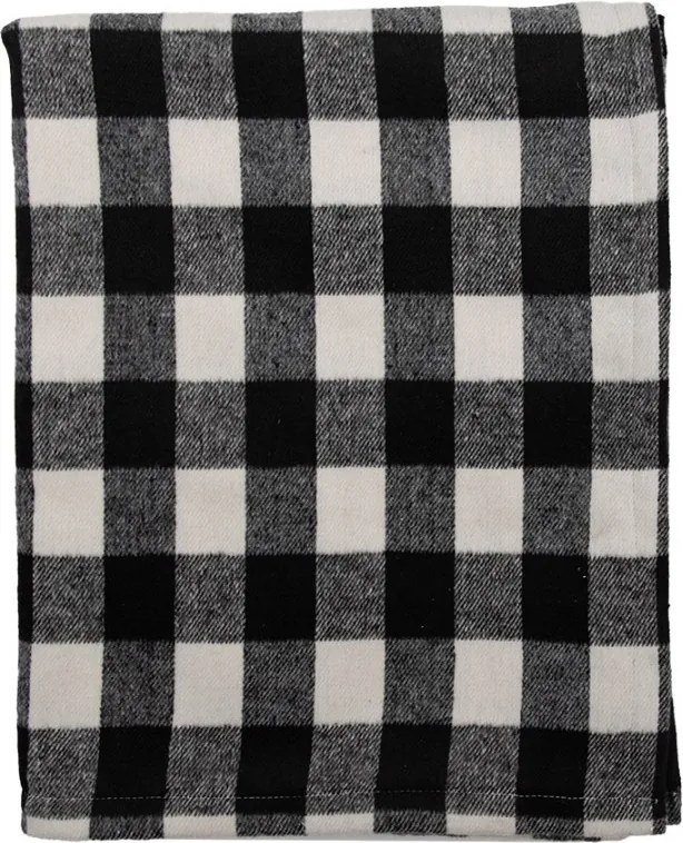 Čierno-biely károvaný plyšový pléd - 130*170 cm