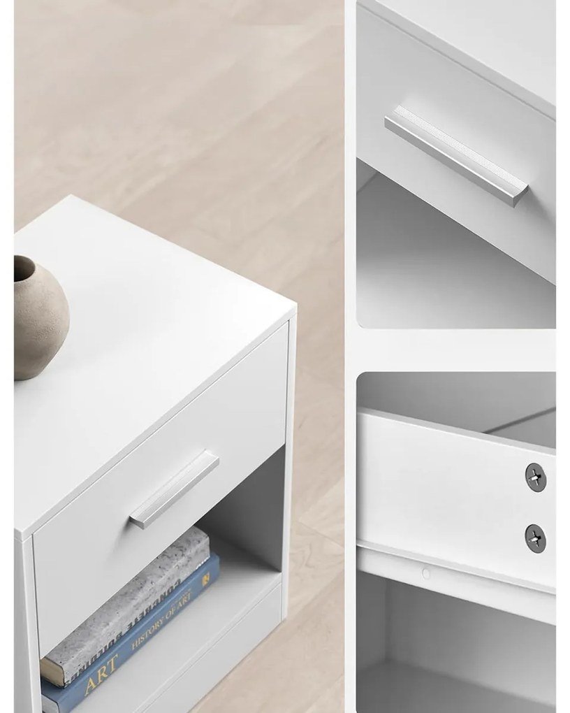 Súprava nočných stolíkov E1081 WT, biela, 2 ks