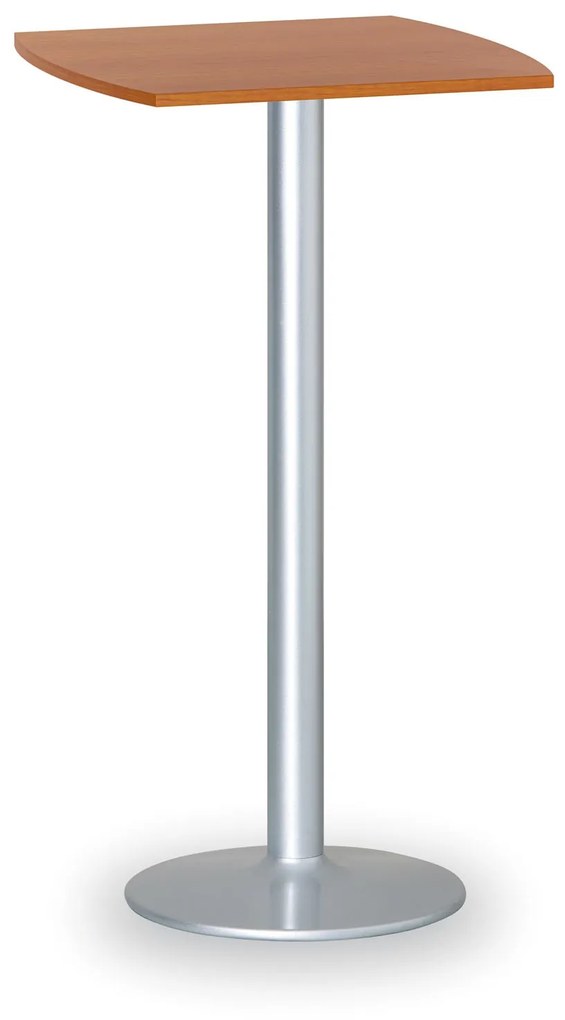 Koktailový stôl OLYMPO II, 660x660 mm, sivá podnož, doska čerešňa