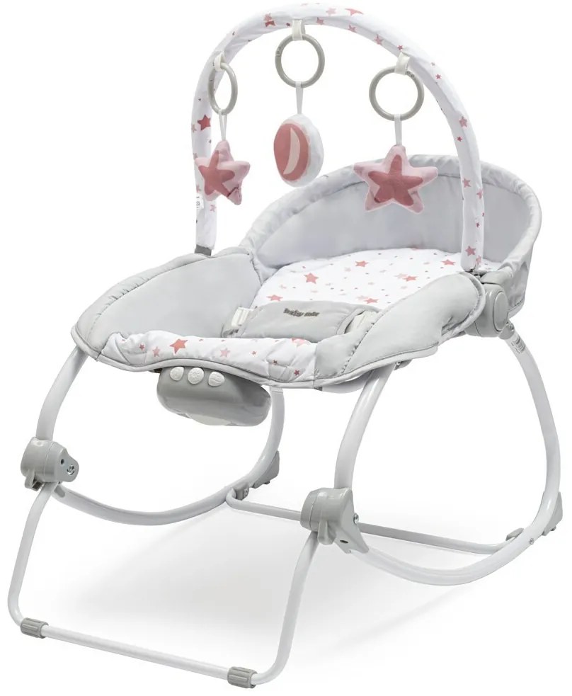Baby Mix Multifunkčné hojdacie kreslo pre bábätkáStars ružové, 80 x 40 x 70 cm