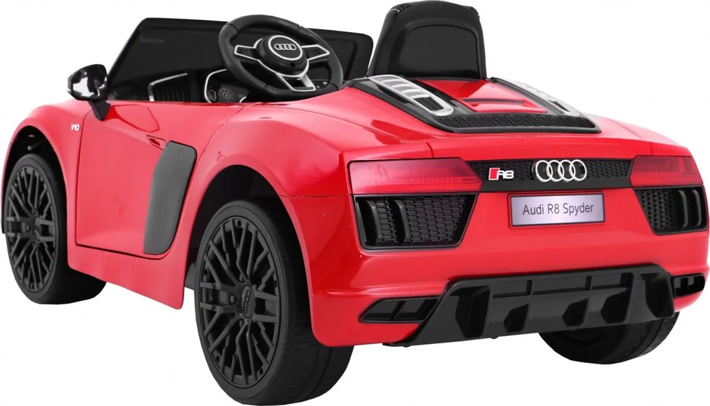 Ramiz Audi R8 Spyder batéria červená + diaľkové ovládanie + EVA + pomalý štart + rádio MP3 + LED