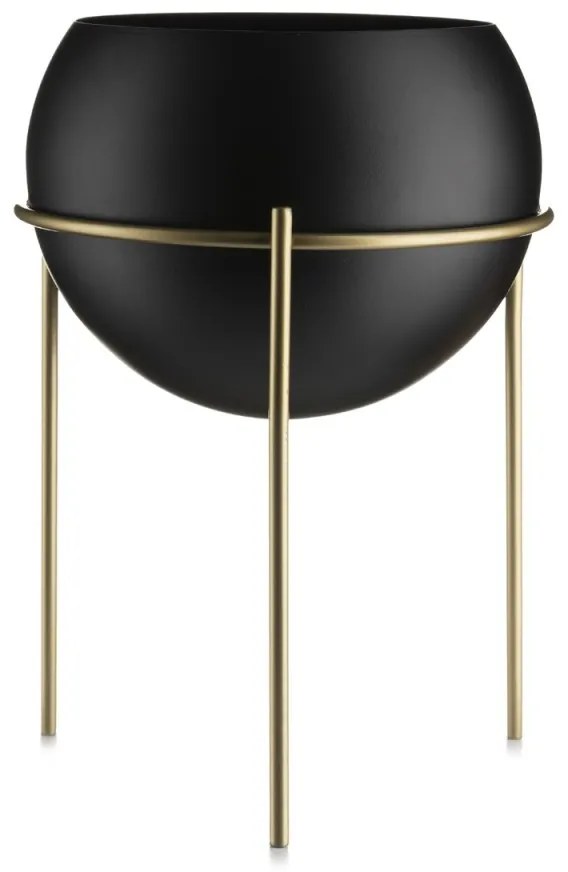 Kvetináč na stojane LOFT I 25 cm čierny/zlatý