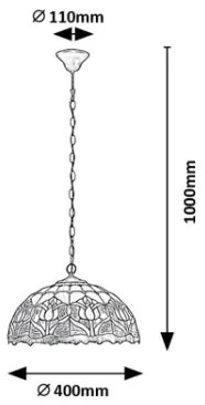 Brilagi - Tiffany vitrážový luster na reťazi LORAS 2xE27/60W/230V