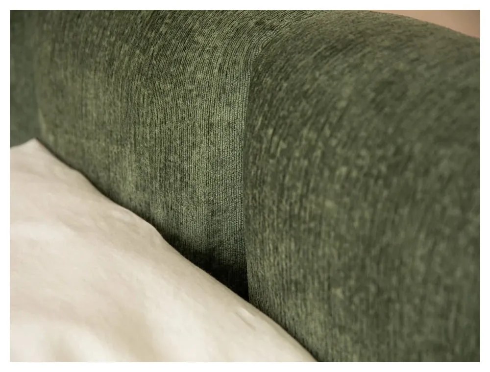 Zelená čalúnená dvojlôžková posteľ s úložným priestorom a roštom 160x200 cm Lupine – Micadoni Home
