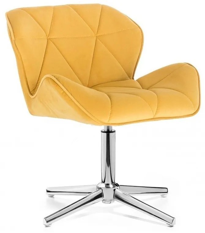 LuxuryForm DESIGN Stolička MILANO VELUR na striebornom kríži - žltá