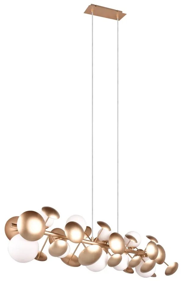 Závesné svietidlo so skleneným tienidlom v zlato-bielej farbe Bubble – Trio Select