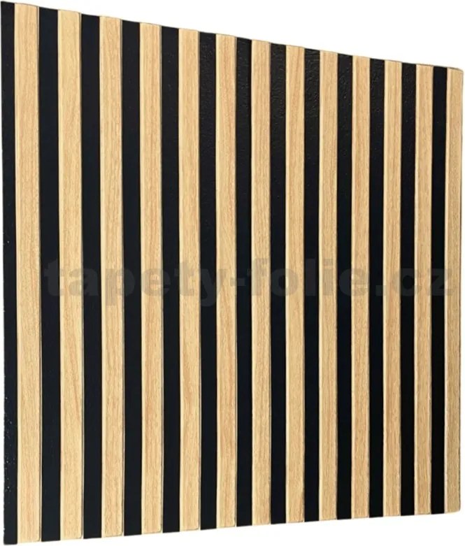 Samolepiace panely na stenu PE2, cena za kus, rozmer 66,5 cm x 66,5 cm, lamely svetlo hnedé, IMPOL TRADE