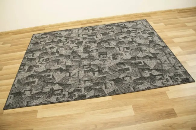 Metrážny koberec Flamingo 74 tmavo sivý / čierny