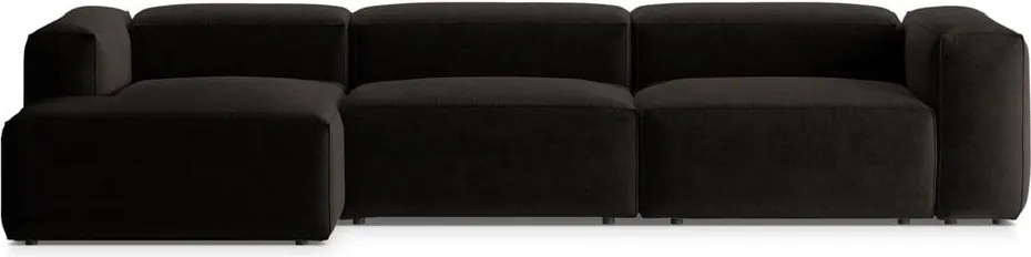Čierna rohová pohovka (ľavý roh/s leňoškou) Bergamo – Cosmopolitan Design