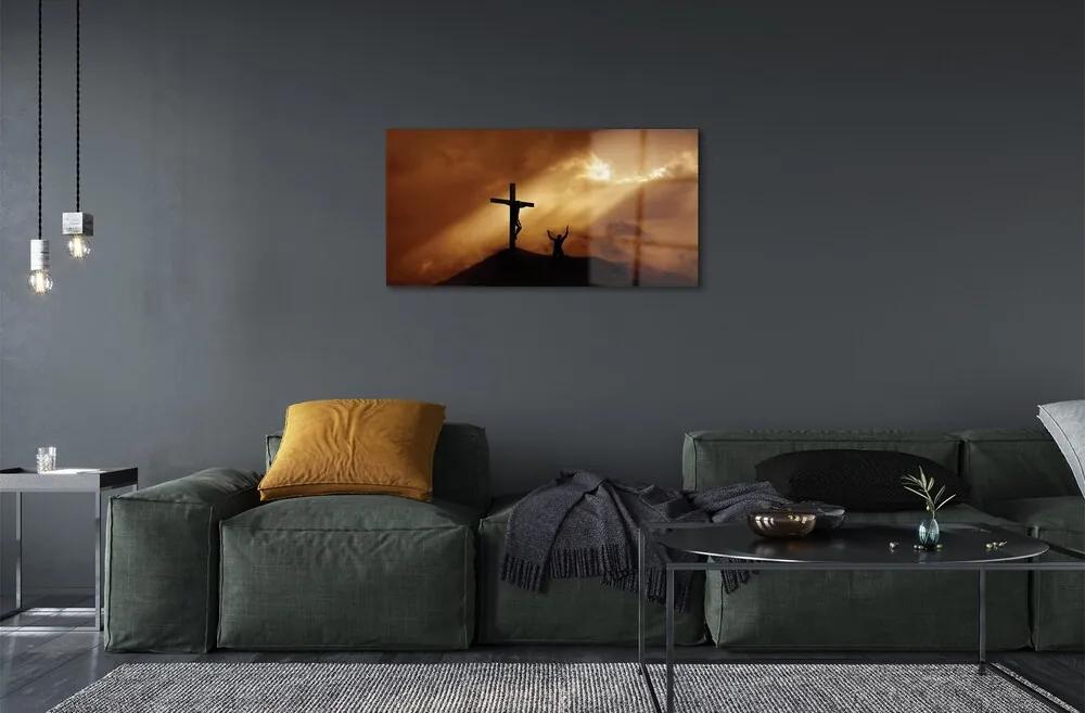 Sklenený obraz Jesus Cross Light 140x70 cm