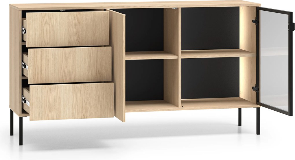 Komoda Harmona 160 cm s osvetlením - dub lindberg