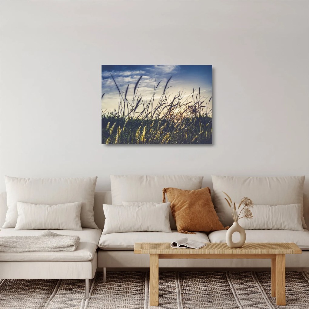 Sklenený obraz lúčnych kvetov (70x50 cm)