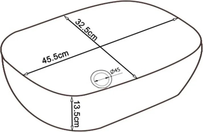 BPS-koupelny Keramické umývadlo na dosku HYD-MO-WH-MOD1-455 45,5x32,5 cm, biele/zlato-strieborný dekor