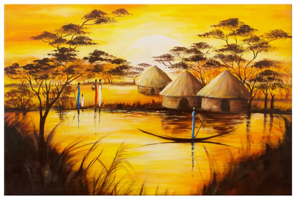 Gario Ručne maľovaný obraz Africká dedina Rozmery: 70 x 100 cm