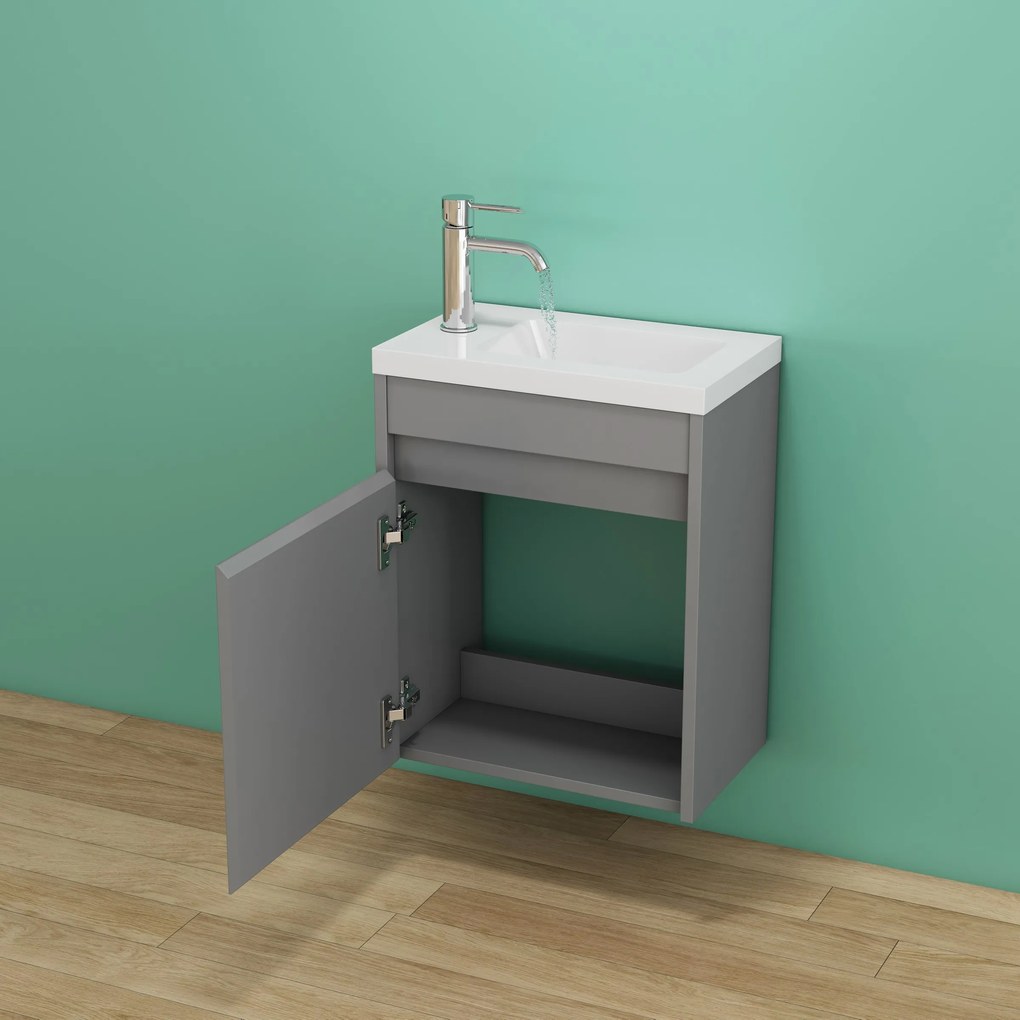 Nástenná skrinka s umývadlom Houseland Zendi 40 cm sivá