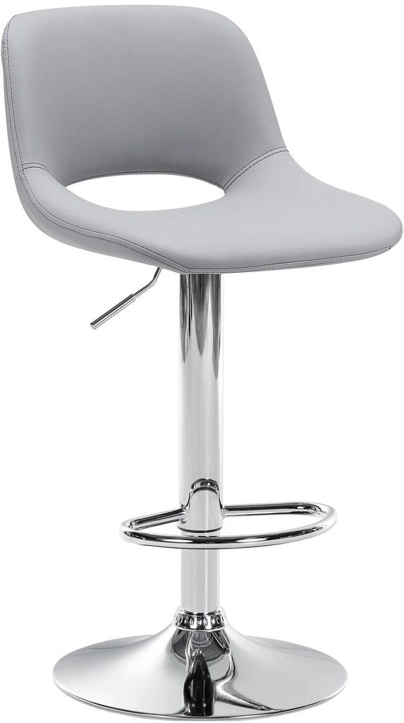 Barová stolička Camden - koženka, chróm rám - Sivá