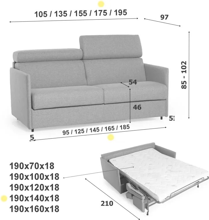 Pohovka na každodenné spanie TAVOLA MINI rozkladacia, sivá (penelope 22), 140