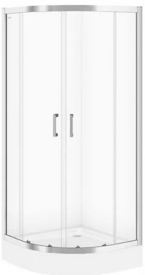 Cersanit Basic+Tako, štvrťkruhový sprchový kút 80x80x185 cm + sprchová vanička 80x16cm, biela, S601-117