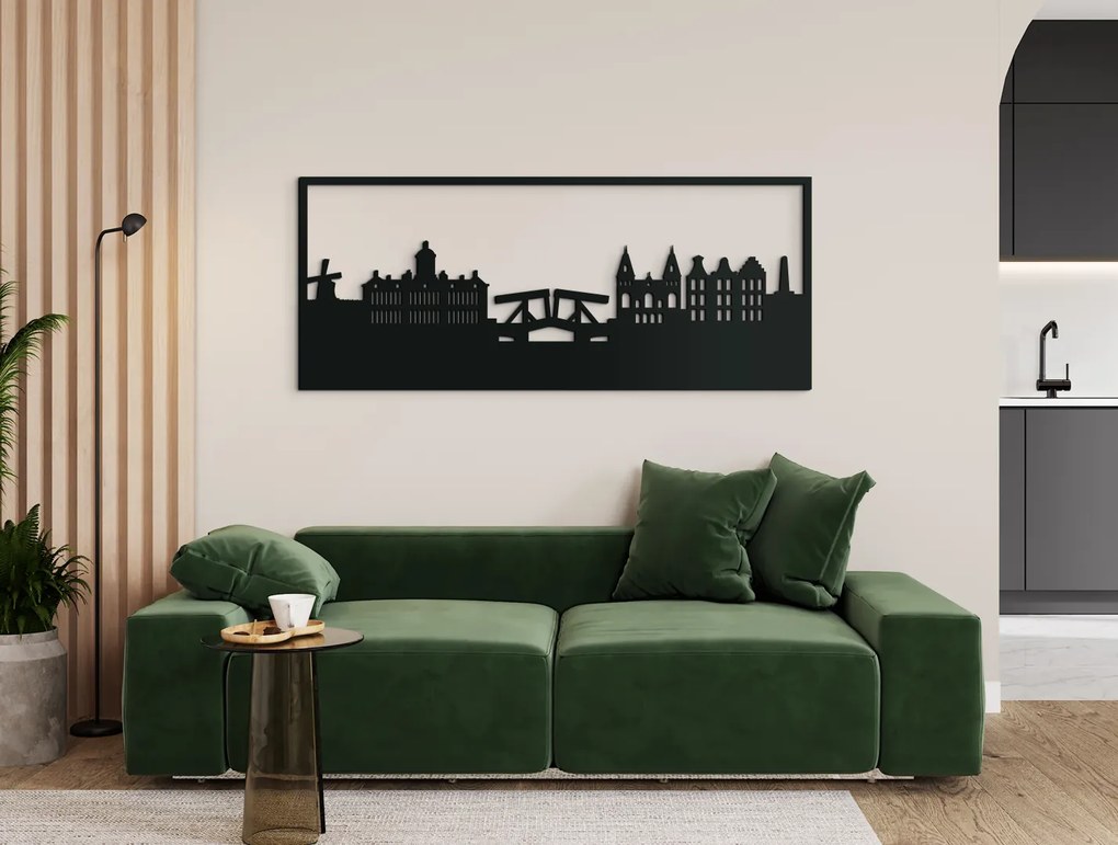 drevko Obraz Amsterdam Rozmer obrazu: 37 x 89 cm, Farba dekorácie: Čierna