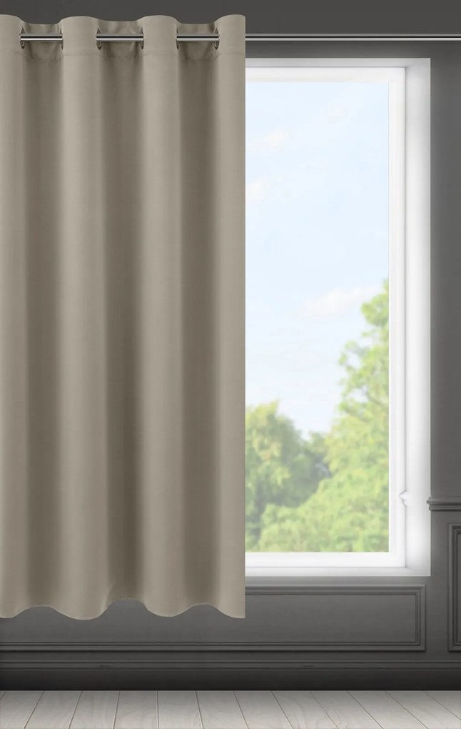 KRÁTKY ZATEMŇOVACÍ ZÁVES NA KRÚŽKOCH LOGAN 140X175 CM HNEDÁ