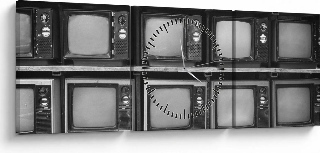 Obraz - Retro televízie (s hodinami) (90x30 cm)