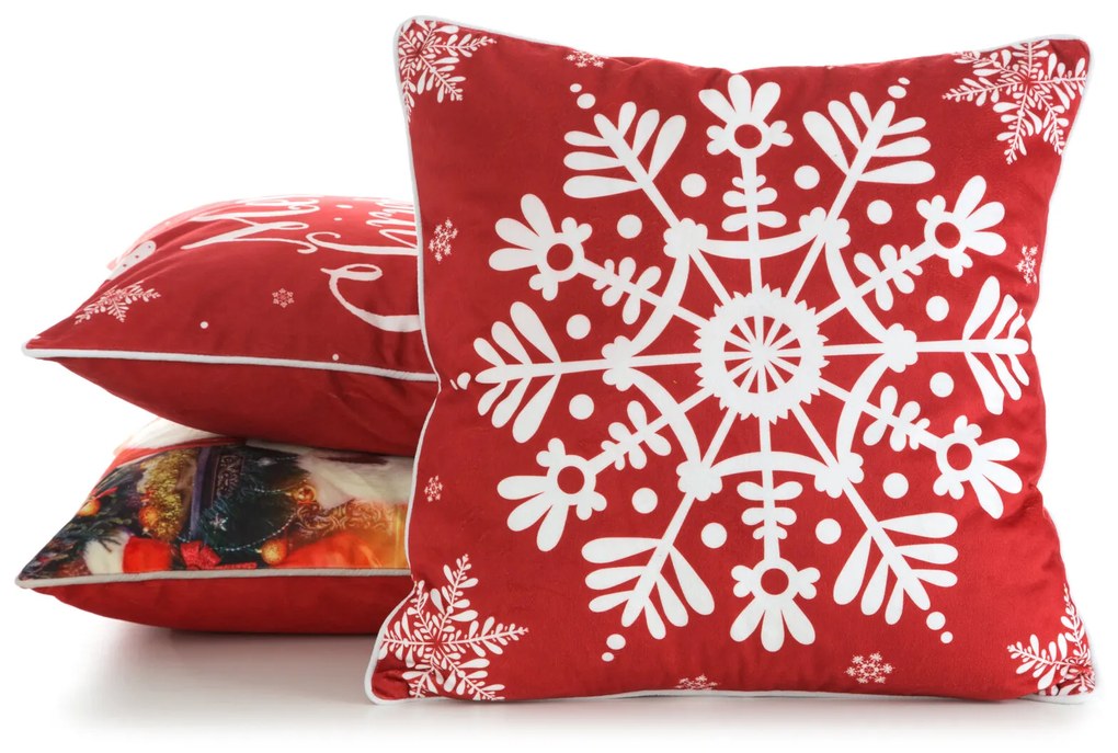 VIANOČNÁ DEKORAČNÁ OBLIEČKA NA VANKÚŠ FLAKE1 45X45 CM VZOROVANÁ