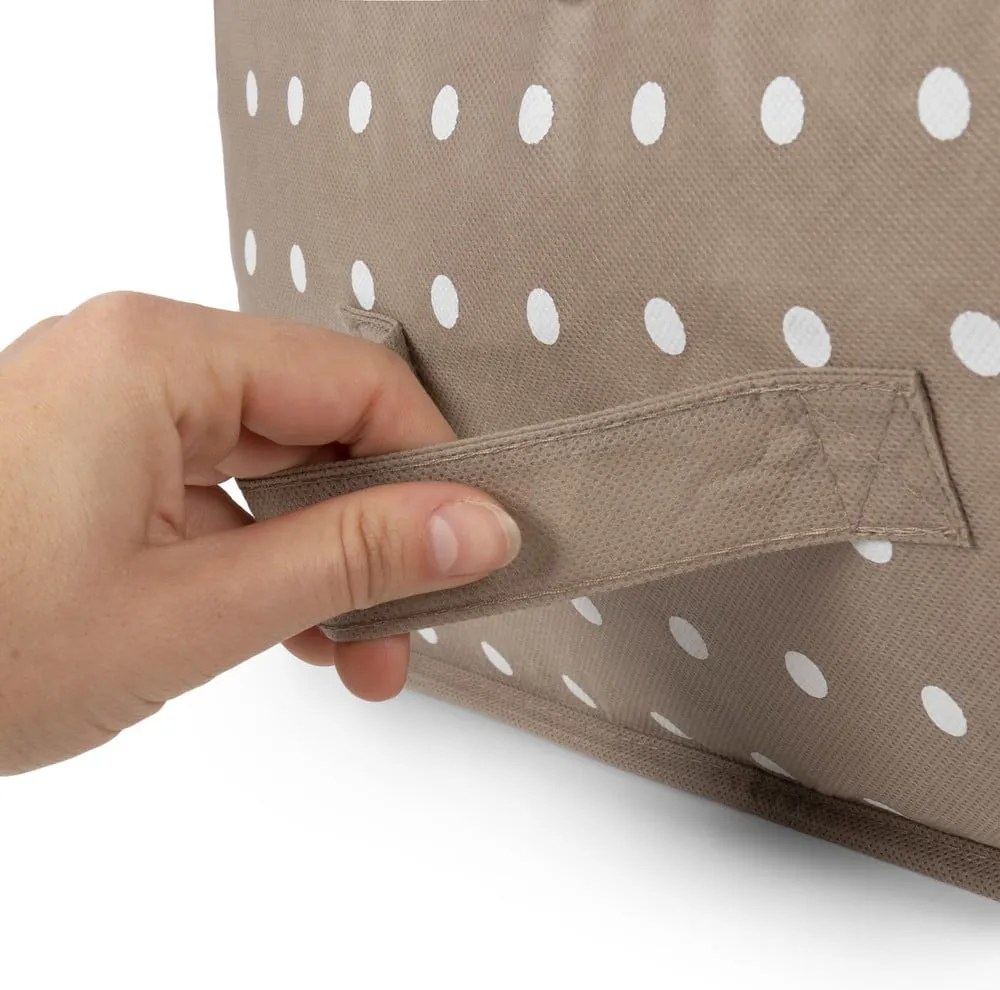 Malý béžový box na uloženie oblečenia Compactor Dots