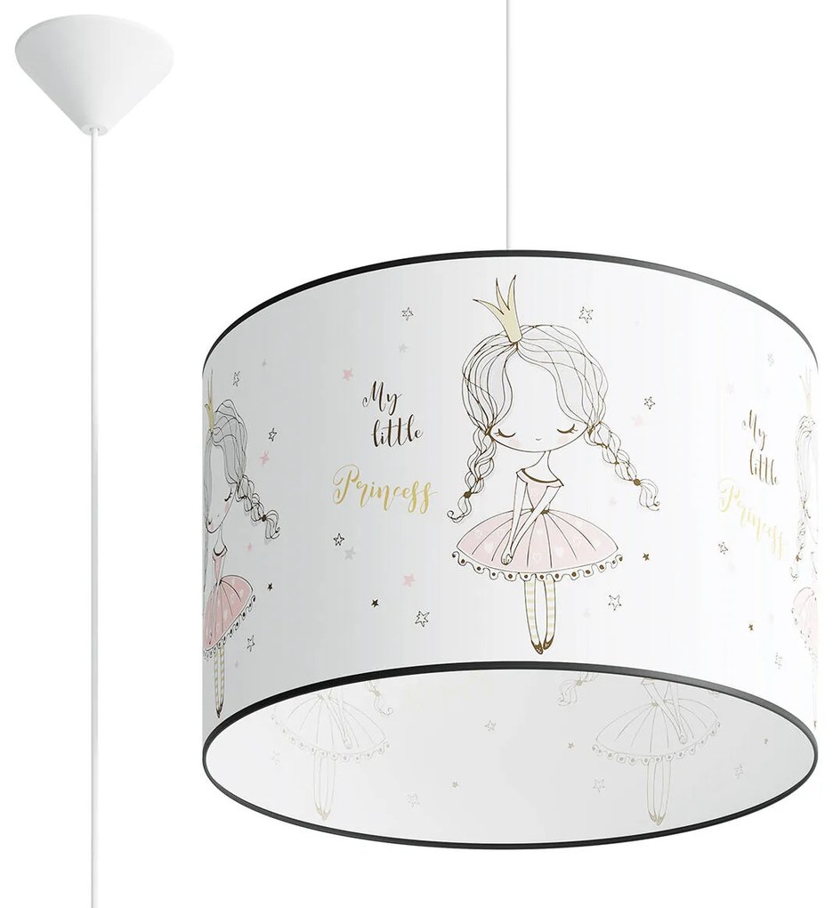 Sollux Lighting Detské závesné svietidlo Princess, 1x plastové tienidlo so vzorom, (fi 40cm)