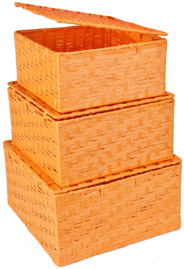 Sada 3 úložných boxov s vekom oranžových