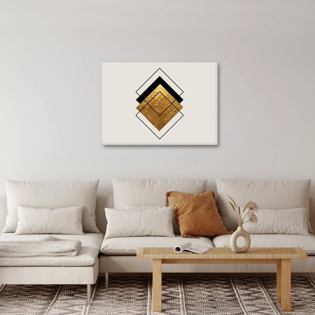 Obraz - Abstrakcia zlatá a biela N⁰1 (70x50 cm)