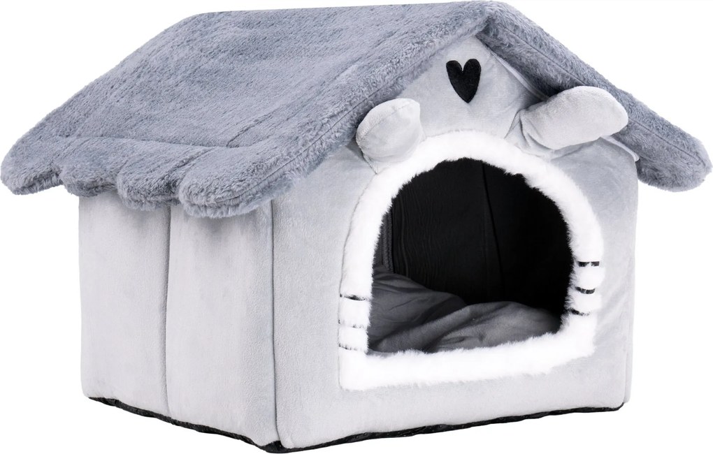 Plyšový pelech pre mačky JASPER - šedý