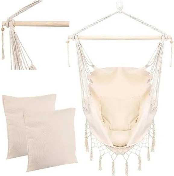 Brazílske závesné hojdacie kreslo Caracas béžove 10147