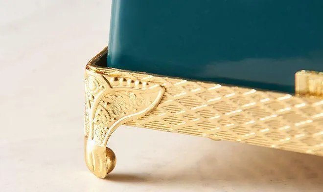 Kombinovaný stojan na vreckovky kov+keramika zelený