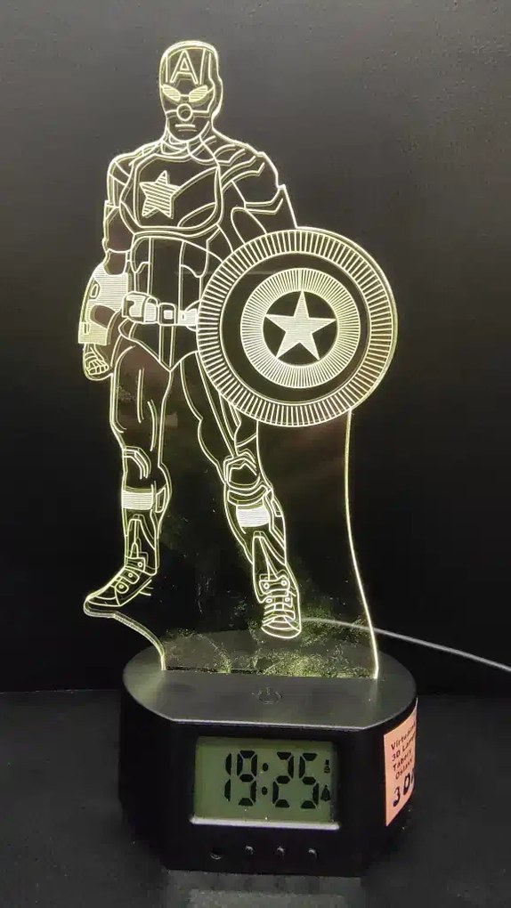3Dmix 3DL-SL034 – 3D LED nočná lampa - Kapitán Amerika (Captain America) (Solar)