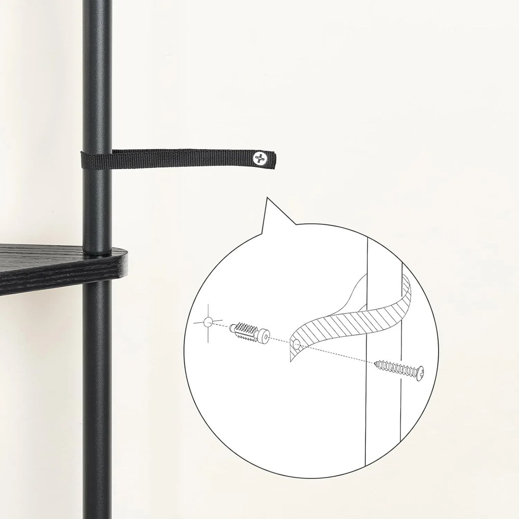Rohový regál Vasagle Ebbi 30 cm čierny