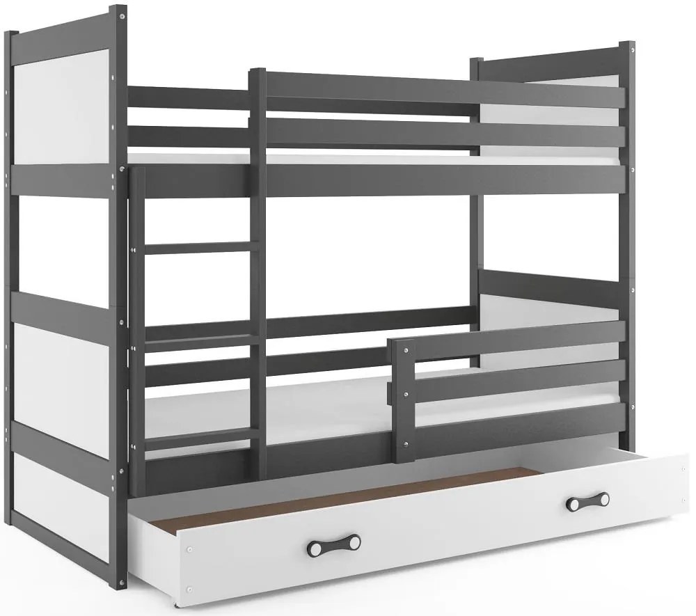 Poschodová posteľ RICO 2 - 200x90cm - Grafitový - Biely