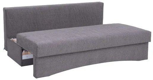 Čalúnená rozkladacia trojmiestna pohovka na každodenné spanie bez opierok PAUL sivá