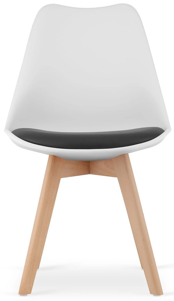 Jedálenský set 1 + 4, biely stôl ADRIA 120x80 cm + bielo-čierna stolička BALI MARK s bukovými nohami