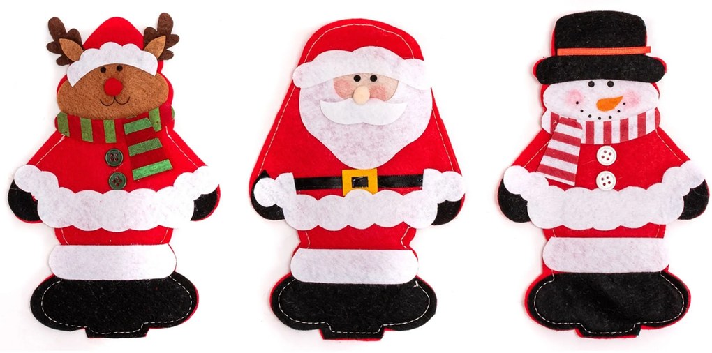 Vánoční sada 3 ks obalů na příbory Coldie červená