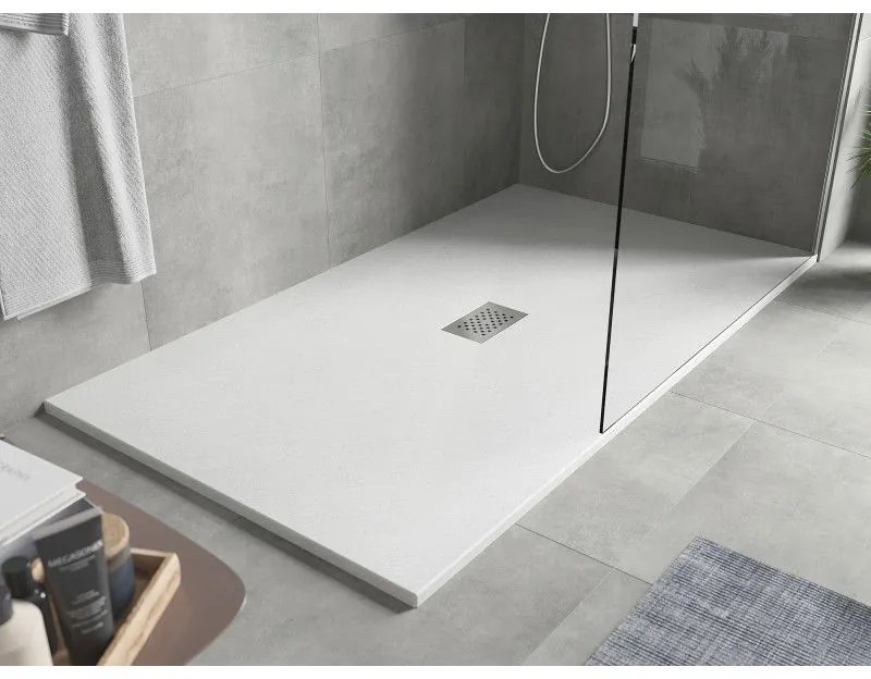 Mexen Hugo, obdĺžniková sprchová vanička SMC 180 x 100 cm, biela, oceľová krytka, 42101018-X