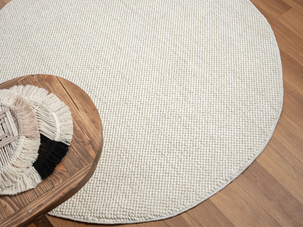 My Flair, Kusový koberec Ava CA20003 weiß kruh, 120x120 (priemer) kruh, biela, chodba / predsieň