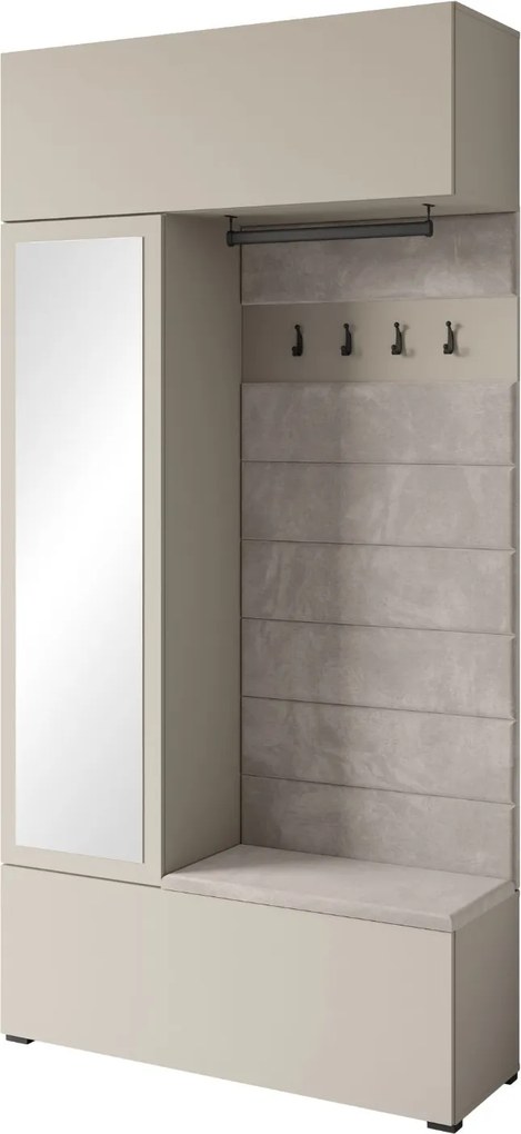Predsieňová zostava so sedením 115 cm Tejo kašmírová béžová (TEJ009K+TEJ232)